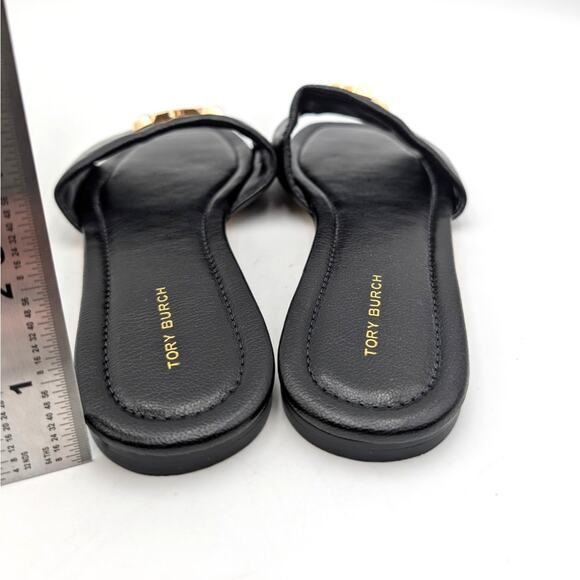 Tory Burch Eleanor Slide Sandals Women's Perfect Black/Gold Size US8M EU38.5 - Picture 4 of 13